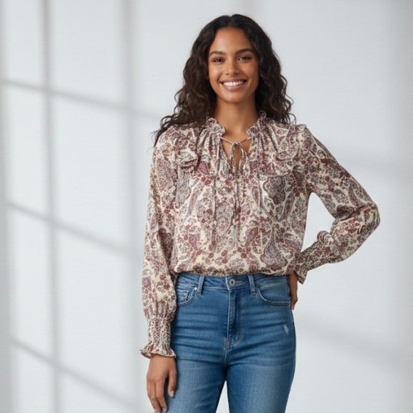 H&M Tops - H&M SheerFloral Print Ruffle Blouse